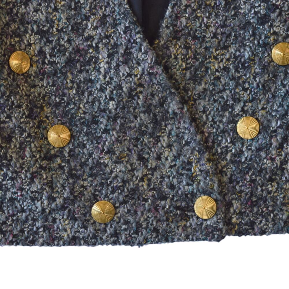 Vintage Michelle Stuart Cropped Tweed Blazer with Gold Buttons - Size 10 - Picture 3 of 4